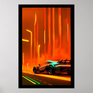 Neon Tävling Natt 3000 - Ken Gage Art Poster