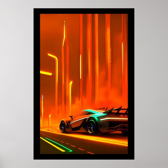 Neon Tävling Natt 3000 - Ken Gage Art Poster (Framsidan)