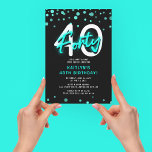 Neon Teal 340 Birthday Party<br><div class="desc">Vänner och familj i inbjudan för att fira din 40-årsdag party med den här neon FORTY födelsedagsfest inbjudan.</div>