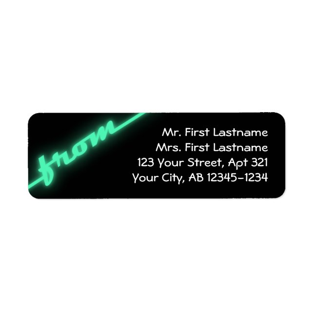 Neon Teal & Black-Returetiketter Returadress Etikett (Framsidan)