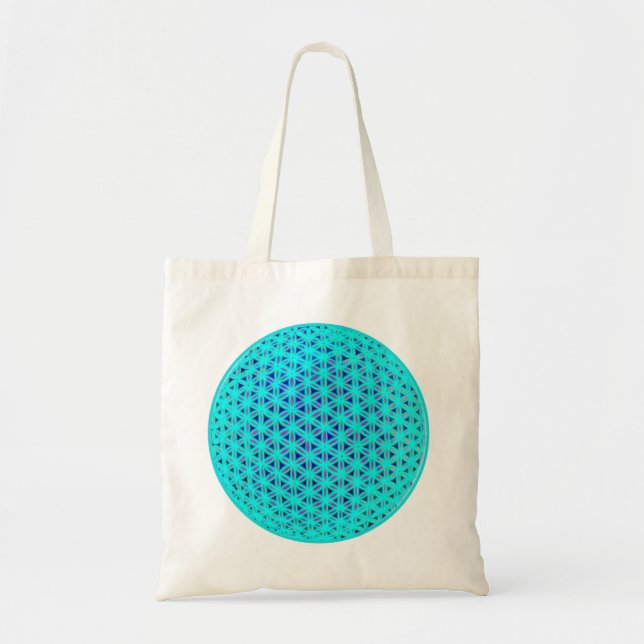 Neon Teal och Blue Flower of Life Tygkasse (Framsidan)