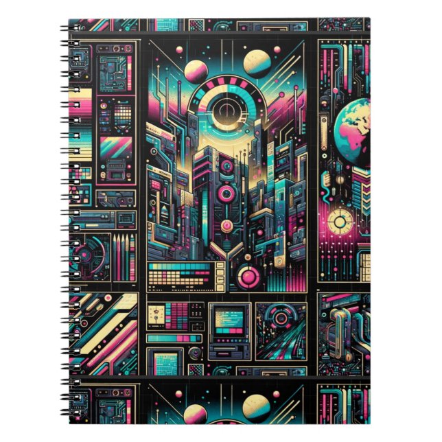 Neon Tech Odyssey Anteckningsbok (Framsidan)
