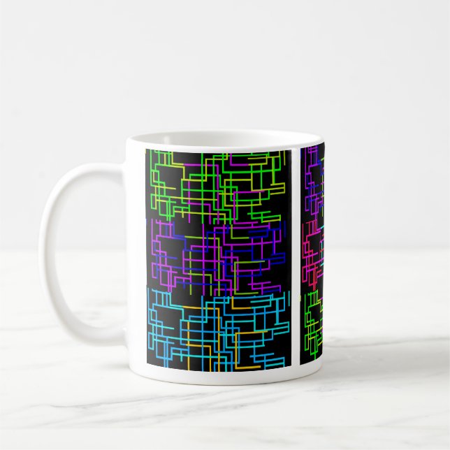 Neon Tech Pattern Kaffemugg (Vänster)