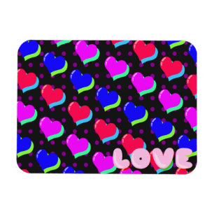 Neon Tecknad Heart Mönster Magnet