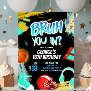 Neon Teenager Bruh, du i Party Inbjudningar