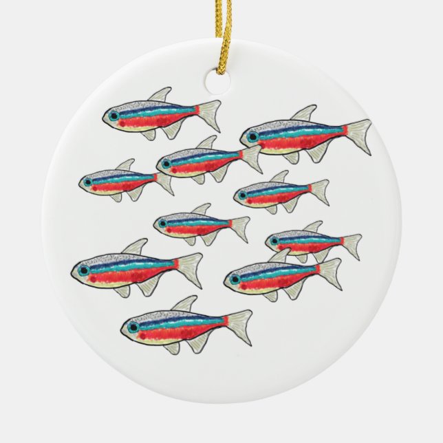 Neon Tetra Julgransprydnad Keramik (Framsidan)