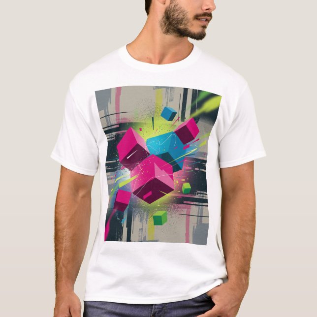Neon Tetris Strike T Shirt (Framsida)