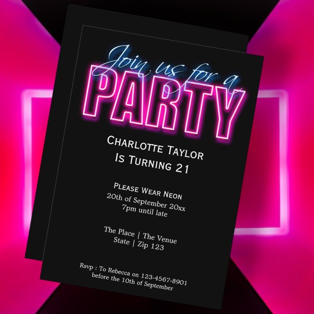 Neon ThLED Party Inbjudningar (Skapare uppladdad)