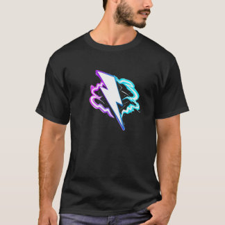 Neon Thunder Retro Lightning Power Design T Shirt