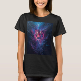 Neon Thunder Tiger Abstract Electric Glow T Shirt