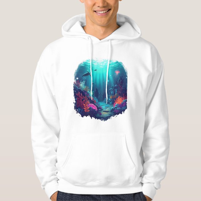 Neon Tides – Deep Ocean Kingdom Illustration Hoodie (Framsida)