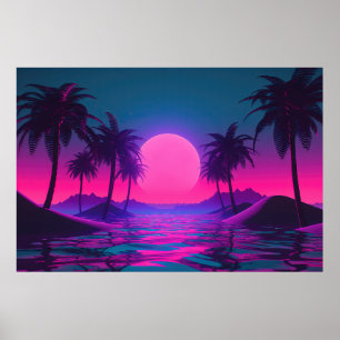 Neon Tides: Firande i Vaporwave Poster