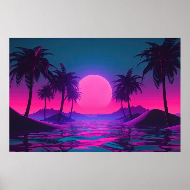 Neon Tides: Firande i Vaporwave Poster (Framsidan)