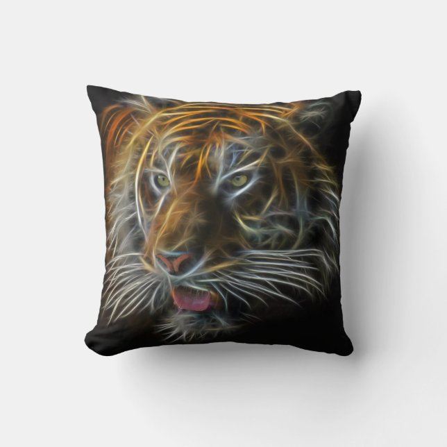 Neon Tiger Abstrakt Kudde (Framsida)