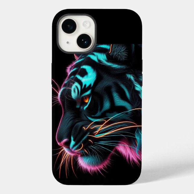 Neon Tiger Design Phone Case/iPhone 14 Fodral (Baksida)