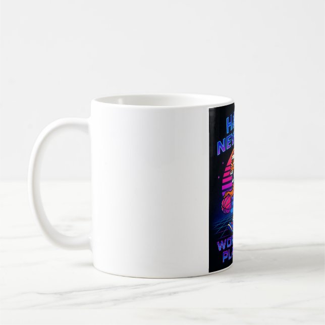 Neon Tiger Gott Nytt År - Retro 80-tals Motiverand Kaffemugg (Vänster)