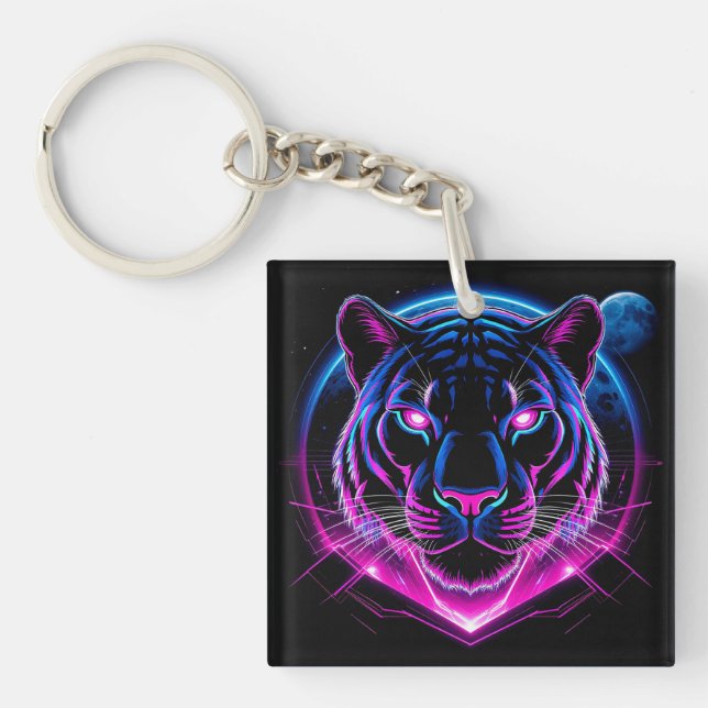 Neon Tiger Illustration med geometriska former (Framsidan)