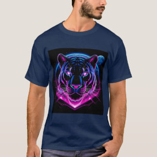 Neon Tiger-illustration med geometriska former T Shirt