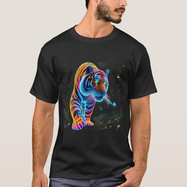 Neon Tiger Jungle Warrior T Shirt (Framsida)