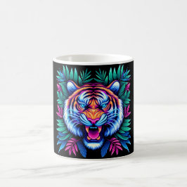 Neon Tiger och djungel löv Kaffemugg