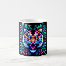 Neon Tiger och djungel löv Kaffemugg