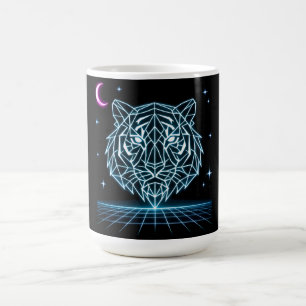 Neon Tiger Synthwave – Elektrisk Retro Striker Kaffemugg