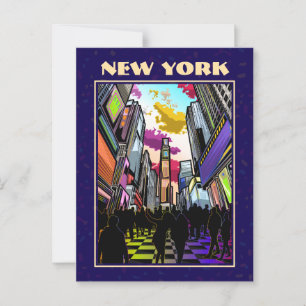 Neon Times Square med Anpassningsbar Text - New Yo Vykort