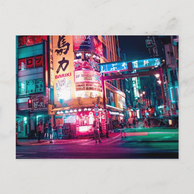 Neon Tokyo-gathuhörn Vykort (Framsida)
