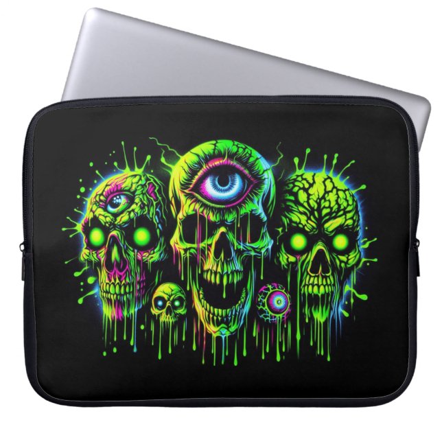 Neon Toxic Slösar Döskallar Laptop Fodral (Framsidan)