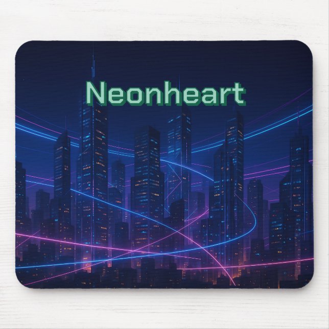 Neon-Traced Cyber City Mousepad Musmatta (Framsidan)