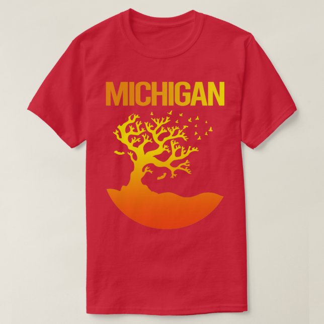 Neon Träd Art Michigan T Shirt (Design framsida)