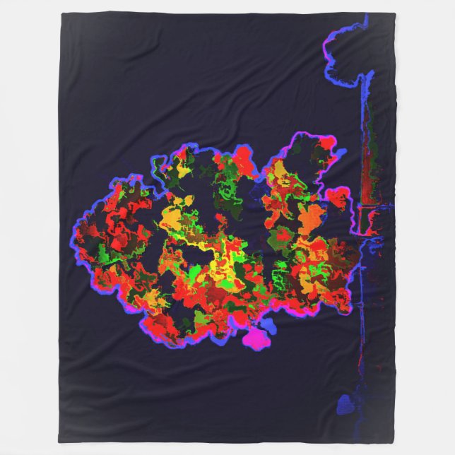 Neon Träd Explosion Fleecefilt (Framsidan)