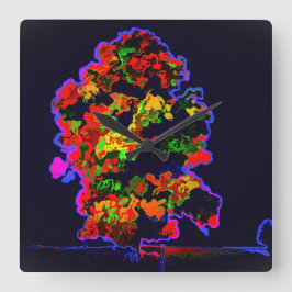 Neon Träd Explosion Fyrkantig Klocka