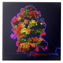 Neon Träd Explosion Kakelplatta