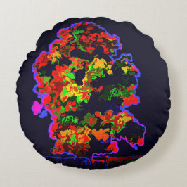 Neon Träd Explosion Rund Kudde