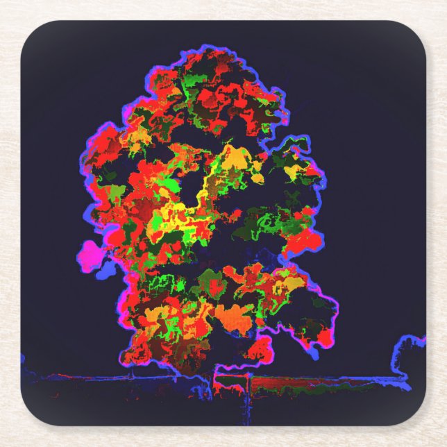 Neon Träd Explosion Underlägg Papper Kvadrat (Framsidan)