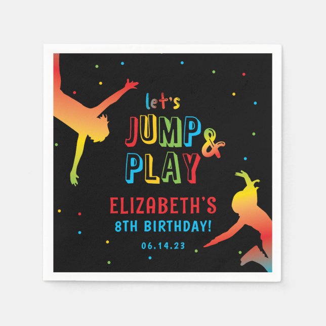 Neon Trampoline Park Barns födelsedag Party Napkin Pappersservett (Framsidan)