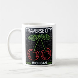Neon Traverse City Michigan Cherries Kaffemugg