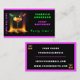 Neon Trendig Party Time Personlig Professionell Visitkort