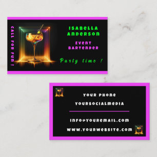 Neon Trendig Party Time Personlig Professionell Visitkort
