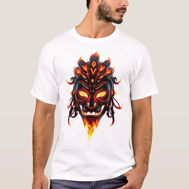 Neon Tribal Ansikte Art T Shirt (Framsida)