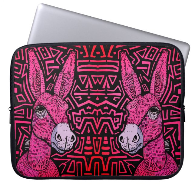 Neon Tribal Åsna – Djärv och Psykedelisk Väggkonst Laptop Fodral (Framsidan)