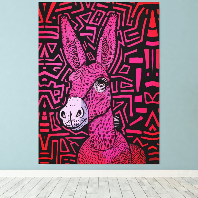 Neon Tribal Donkey - Bold and Psychedelic Wall Art Canvastryck (Insitu (trägolv))