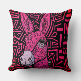 Neon Tribal Donkey - Bold and Psychedelic Wall Art Kudde