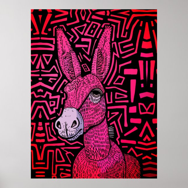 Neon Tribal Donkey - Bold and Psychedelic Wall Art Poster (Framsidan)