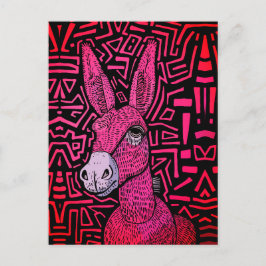 Neon Tribal Donkey - Bold and Psychedelic Wall Art Vykort