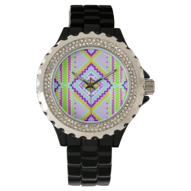 Neon Tribala Drömmar Kalejdoskop Armbandsur (Framsida)