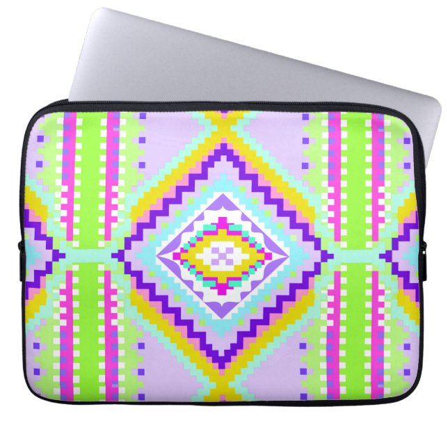 Neon Tribala Drömmar Kalejdoskop Laptop Fodral (Framsidan)