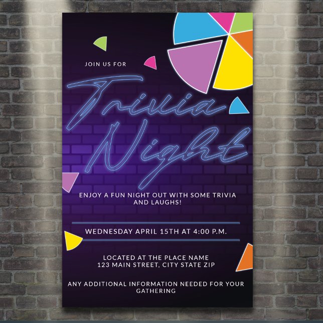 Neon Trivia Night Party Poster (Skapare uppladdad)