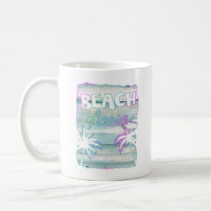 Neon Tropical Beach Wood Vacation Handflatan Träd Kaffemugg